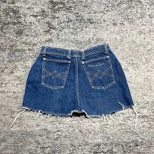Vintage 90s Oscar De La Renta Mini Skirt Womens 14 (27") Blue Denim